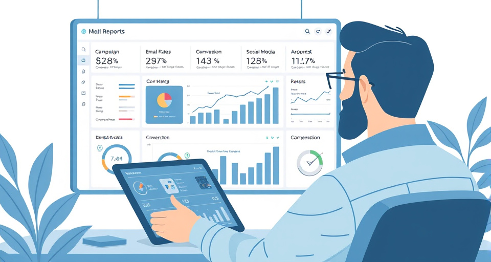 Marketing dashboard displaying unified campaign metrics across multiple channels in one report