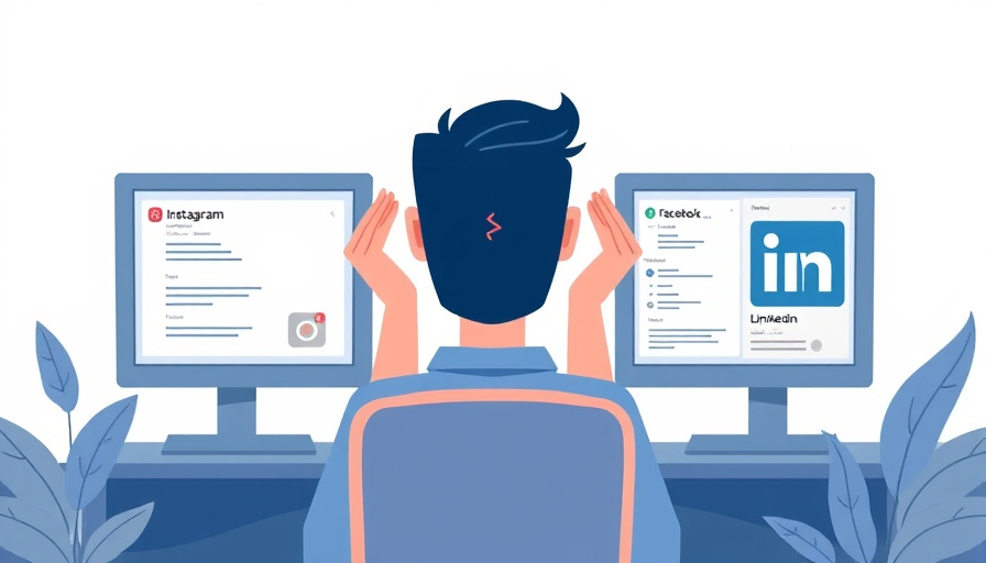 Business owner comparing disconnected social media metrics across three separate platform dashboards