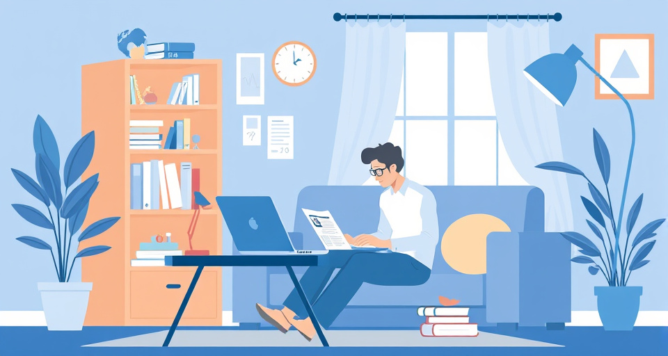 Bookkeeper at home office working on accounting tasks on computer